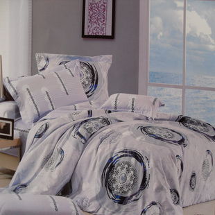 精致睡眠新體驗 AB版緞格絲光棉小提花印花四件套，家居日用品批發優選